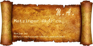 Metzinger Akács névjegykártya